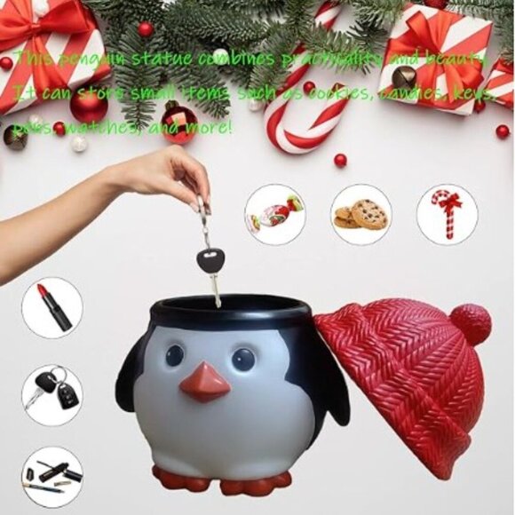 PENGUIN COOKIE CANDY SNACK JAR - Picture 2 of 13